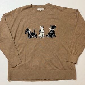 LOFT Tan Scottie Dog Pullover Sweater XXL
